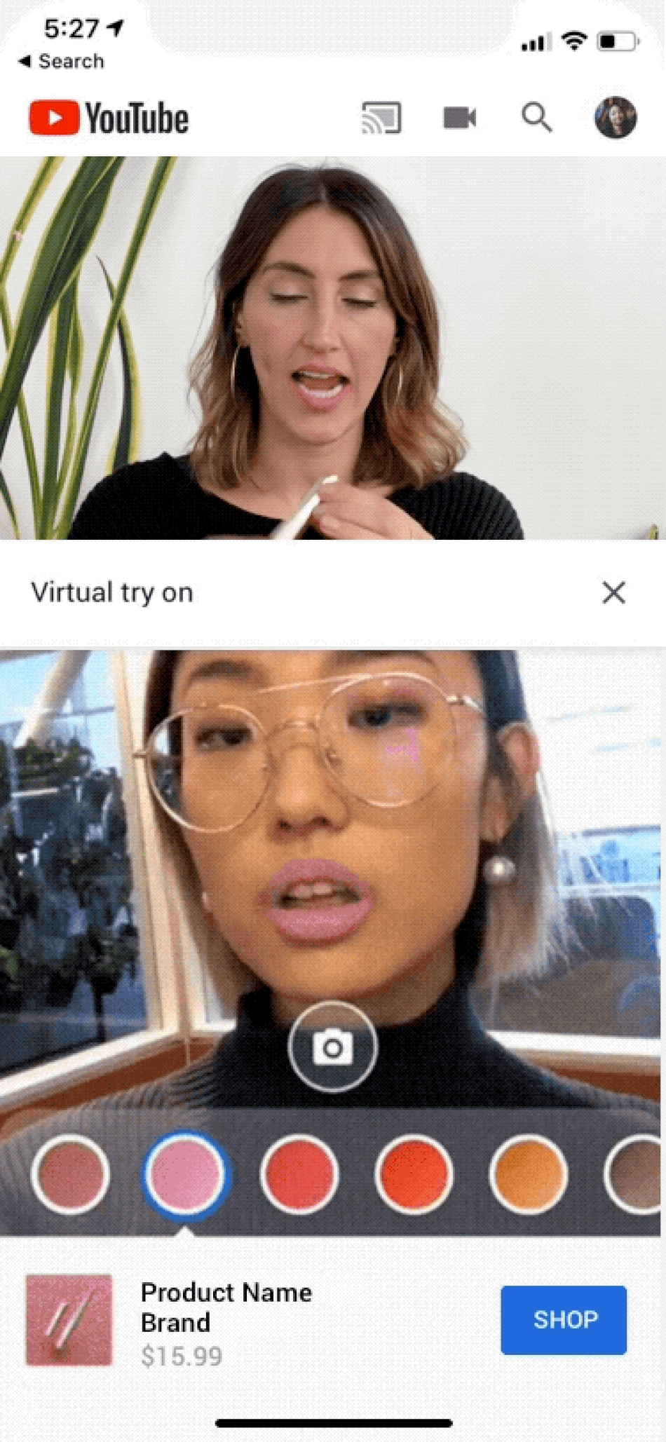 YouTube Realidade Virtual Maquiagem
