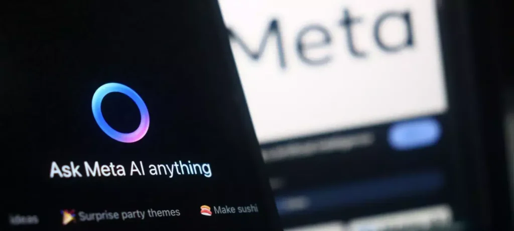 Smartphone mostra IA da Meta.