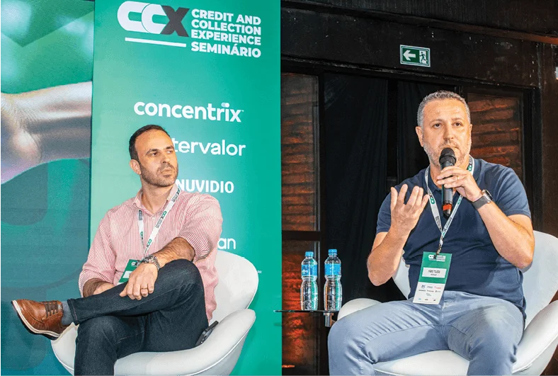 Aurelio Léo, gerente de Inteligência  de Cobrança e Arrecadação da YDUQS;  e Fábio Toledo, CEO da Intervalor